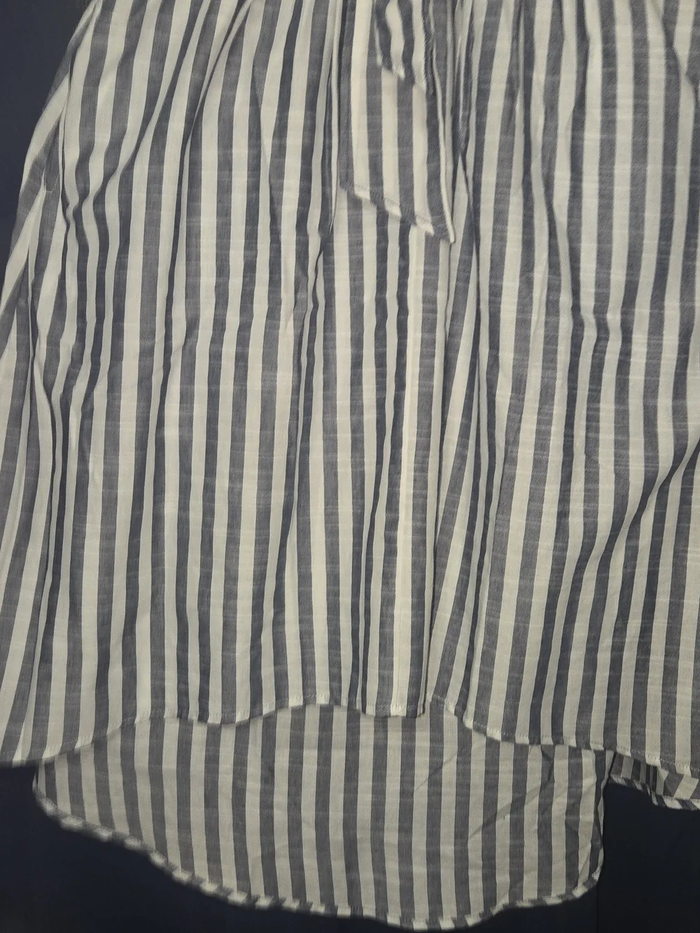 Max Studio Navy and White Striped Tie-Waist High-Low Dress